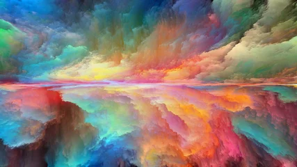 Zelfklevend Fotobehang Kleurrijk abstract landschap © agsandrew