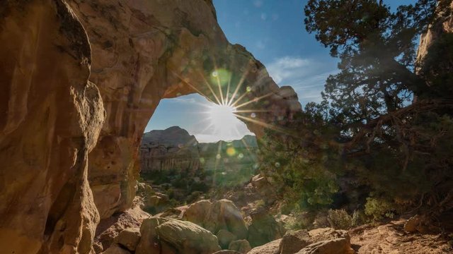 Hickman Bridge, Capitol Reef National Par, Sun Timelapse Video