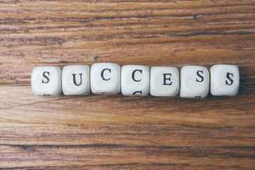 the word success is written in wooden letters