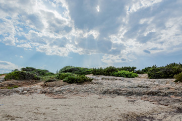 Torre Pozzelle beach and its bay at sunset in Ostuni Salento Italy