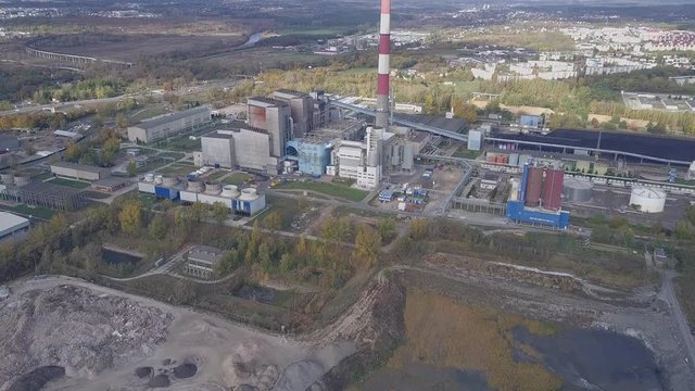 Aerial view of a coal power plant outside Poznan, Poland