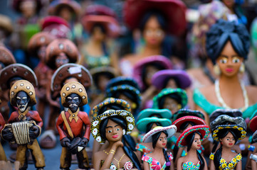 Clay dolls. Clay dolls from the north of Brazil. Clay dolls from Brazil. Concept of musicians and...