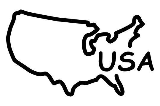Нарисованная от руки карта США. Векторная иллюстрация для Вашего дизайна