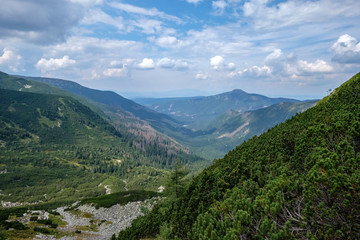 western carpathian mountain panorama in clear day