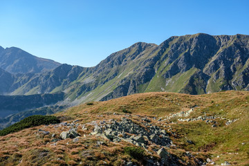 western carpathian mountain panorama in clear day