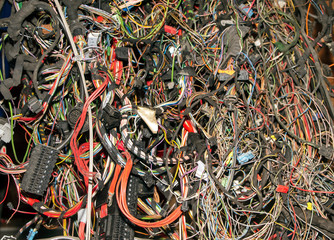 Bunch of old automobile wires and cables.