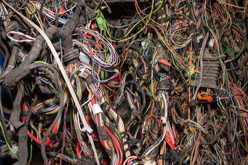 Bunch of old automobile wires and cables.