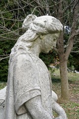 tombstones with angels and figures in victorian graveyard