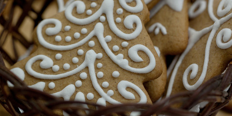 beautiful tasty cookies of different shapes cooked for a holiday and treats
