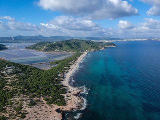 Fototapeta na wymiar Aerial view of Ses Cavallet beach, Ibiza. Spain.