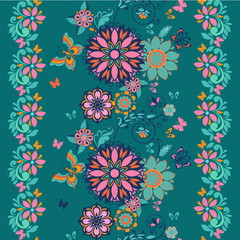 Folk floral seamless pattern. Modern abstract design