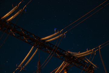 Electrical substation at night on long exposure shot