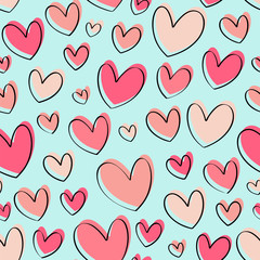 Seamless pattern with hearts. Vector romantic background. - 233977437