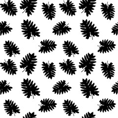 Silhouette of leaf Trees on White Background. Seamless pattern. Vector Illustration