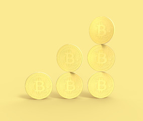  3D illustration bitcoin mockup set on yellow BG