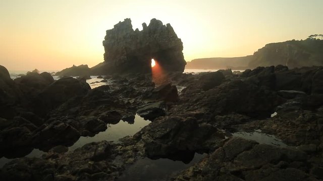Seascape in Portizuelo beach, Asturias coast, North Spain.