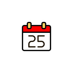 Outline color Christmas calendar icon isolated on white background. Editable stroke. Vector illustration, eps10.