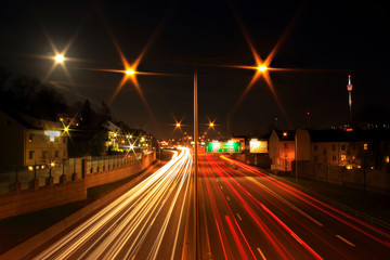 Night light trails on an highway