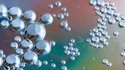 Close up Water drops with Rainbow colorful