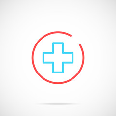 Fototapeta premium Medical cross icon. Medicine, healthcare logo. Thin line design. Vector icon
