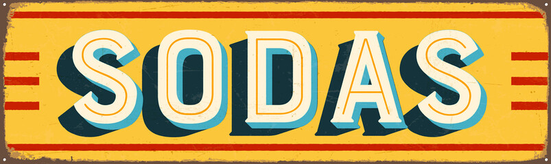 Vintage Style Vector Metal Sign - SODAS - Grunge effects can be easily removed for a brand new, clean design