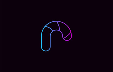 alphabet letter r logo company icon design in blue and pink