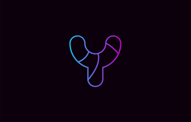 alphabet letter y logo company icon design in blue and pink