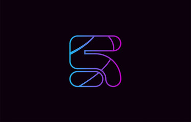 number 5 logo company icon design in blue and pink