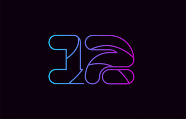 number 12 logo company icon design in blue and pink