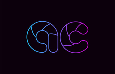 alphabet letter combination ac a c logo company icon design in blue and pink