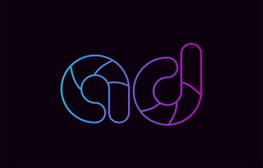alphabet letter combination ad a d logo company icon design in blue and pink