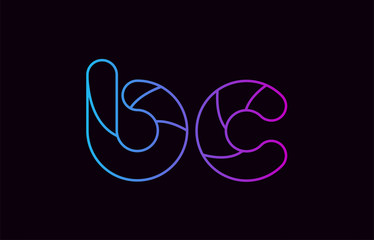 alphabet letter combination bc b c logo company icon design in blue and pink