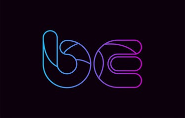 alphabet letter combination be b e logo company icon design in blue and pink
