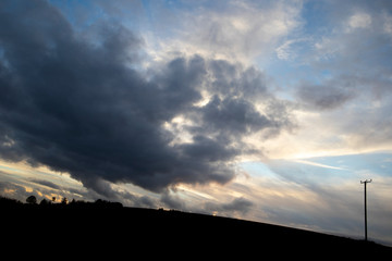 Autumn sunset over farmland field in the rural county of Hampshire