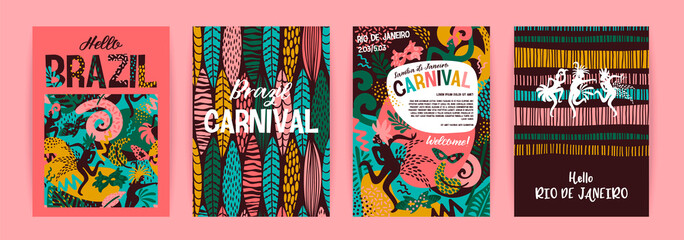 Obraz premium Brazil carnival. Vector templates with trendy abstract elements.