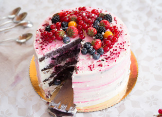 birthday cake with fresh berries