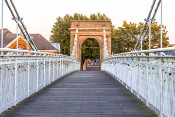 Entrance of Suspension Bridge in Nottingham, with strong Architecture 