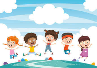 Vector Illustration Of Children Playing