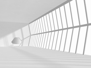 empty white toned hall in modern building, 3D rendering