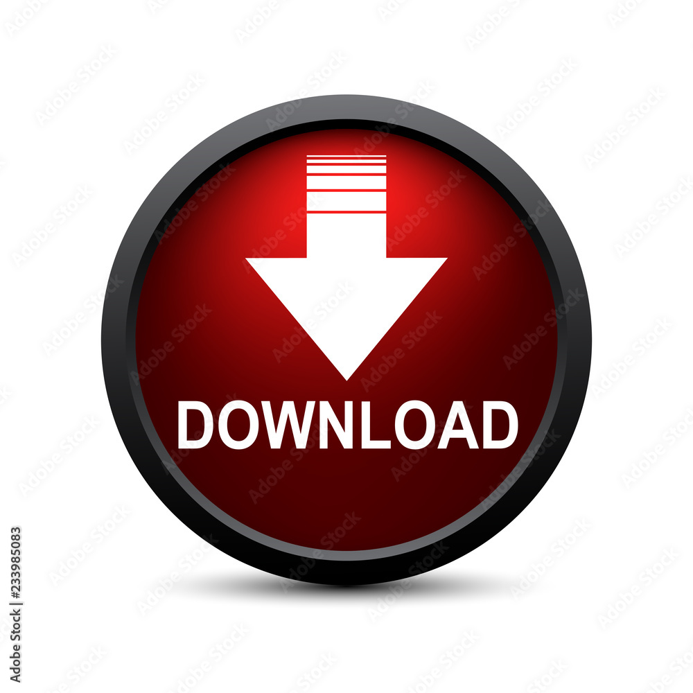 Poster Download button illustration with down arrow icon isolated. Load symbol. Flat design – for stock