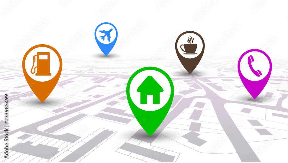 Poster travel map with gps pin mark – vector