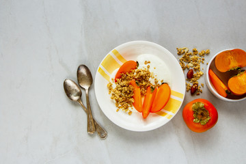 Granola with persimmon