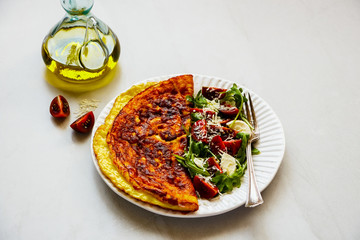 Omelette with caprese salad