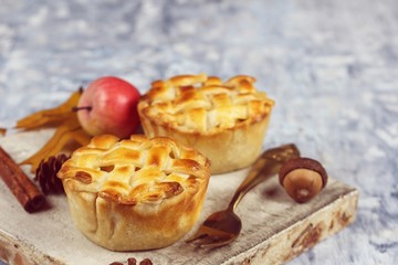 Homemade mini apple pies made in a muffin pan
