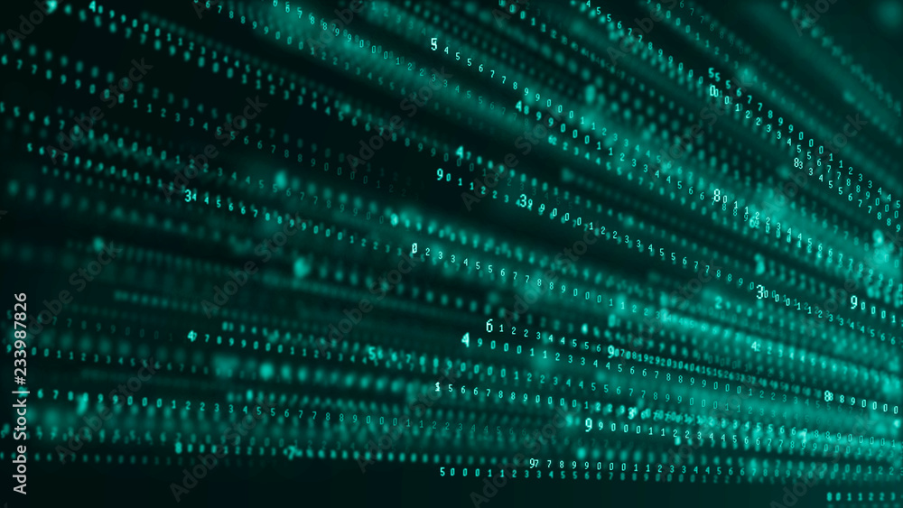 Fototapete Binary code abstract technology background. Big data. Coding or hacker concept. Binary code. Computer techologies.