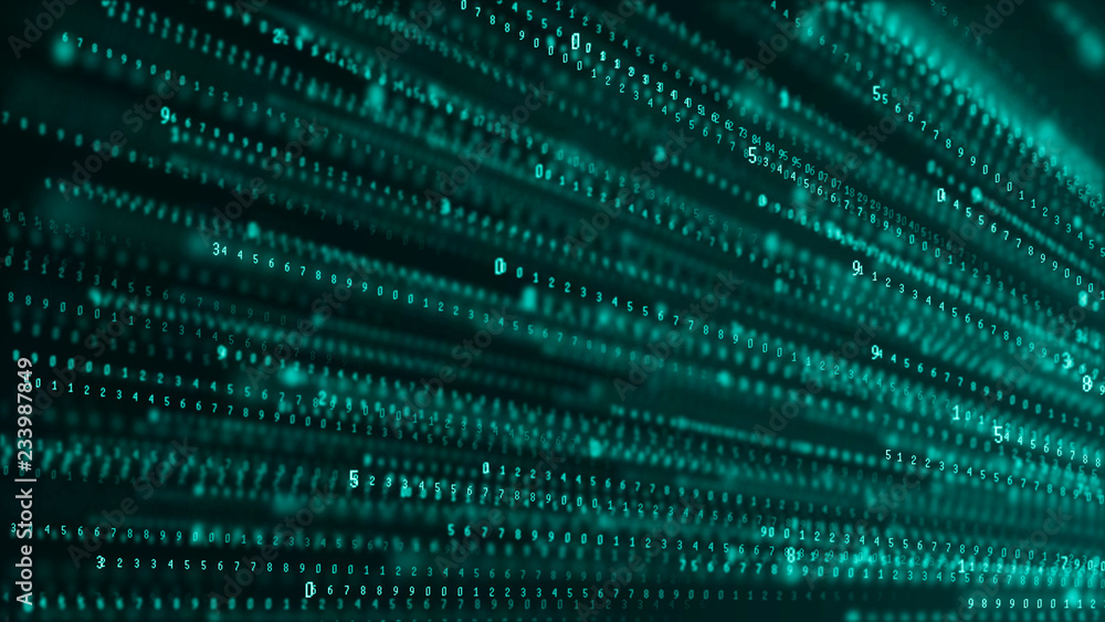 Poster Binary code abstract technology background. Big data. Coding or hacker concept. Binary code. Computer techologies.