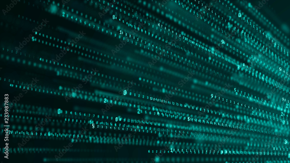 Poster Binary code abstract technology background. Big data. Coding or hacker concept. Binary code. Computer techologies.