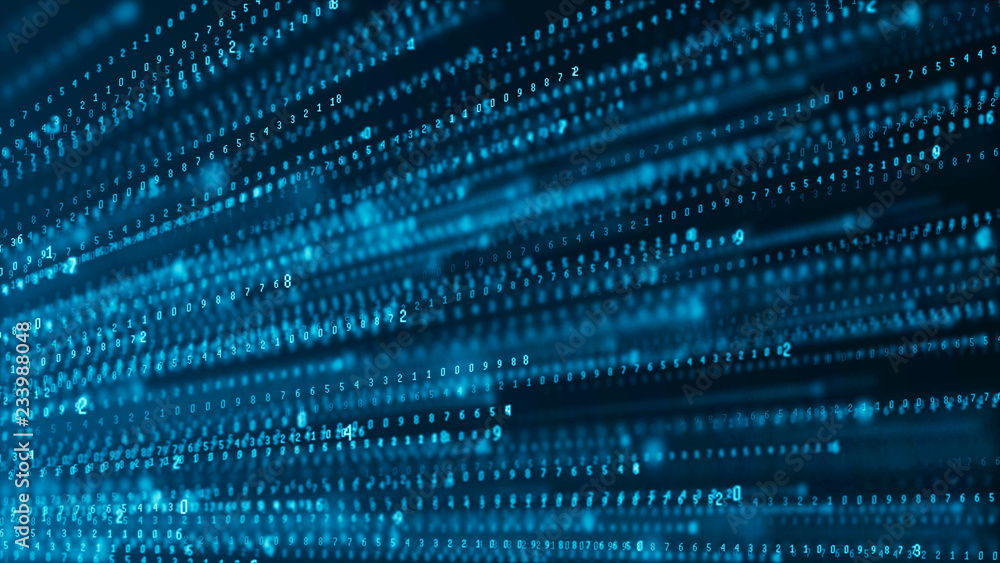 Poster Binary code abstract technology background. Big data. Coding or hacker concept. Binary code. Computer techologies.