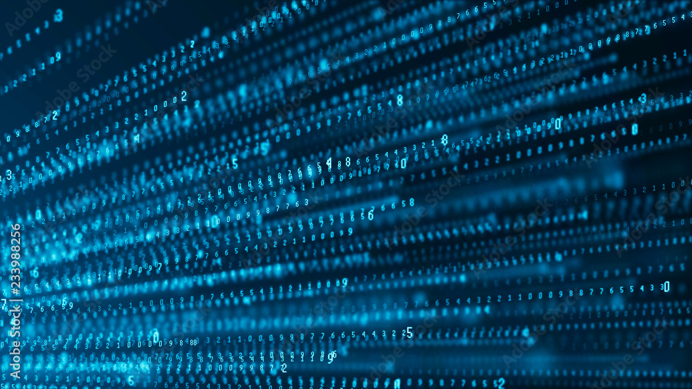 Fototapete Binary code abstract technology background. Big data. Coding or hacker concept. Binary code. Computer techologies.