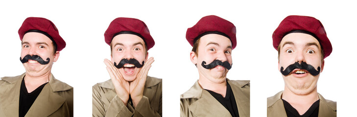 Funny soldier in military concept